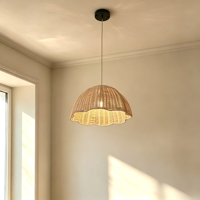 Luminaire suspendu en rotin tressé multicouche, tissé à la main, avec interrupteur mural, hauteur réglable, haute luminosité