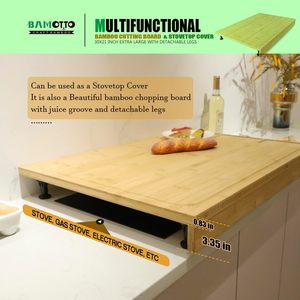 Tabla de Cortar de Bambú Bamotto de 30x21 Pulgadas con Patas Desmontables, Protector de Encimera de Cocina - Product Image 3