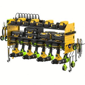 Wholesale Workshop Heavy Duty Metal Wall Power <b>Tool</b> Organizer Garage Shop Pegboard Display Shelf <b>Rack</b> with Charging Station - Product Image 2