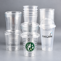 Gobelet jetable en forme de U, impression personnalisée du logo, 16 oz, 32 oz, gobelet en plastique PET transparent pour matcha, café, boissons froides, thé à bulles Boba, avec couvercle.