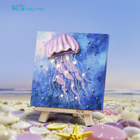 Kit de Peinture 3D en Relief DIY Peint à la Main, Peinture au Propylène, Artisanat d'Été Moderne Minimaliste, Méduse Océanique, Boîte Cadeau Sans Cadre, Anniversaires