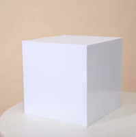 Présentoir de cube en acrylique blanc pour buffet, présentoir de piédestal carré Lucite pour aliments