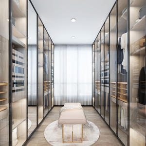 Placard moderne autoportant de luxe Armoires de chambre à coucher en bois personnalisées Conception ouverte MDF Matériau de porte Meubles de chambre à coucher - Product Image 4