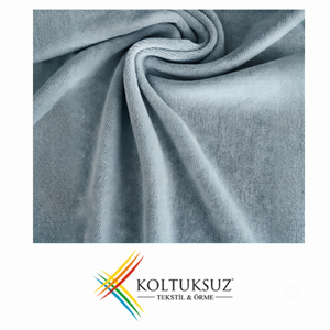 Premium 240gsm Steel Blue Cotton Knitted Velour Fabric 80/20 Cotton Polyester Roll for Wholesale Garments - Product Image 2