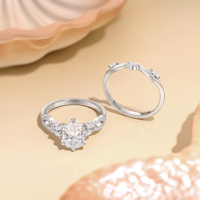 Ensemble de bagues de mariage empilables élégantes en argent sterling 925 avec zircone 5A en forme de goutte de 2 carats et couronne