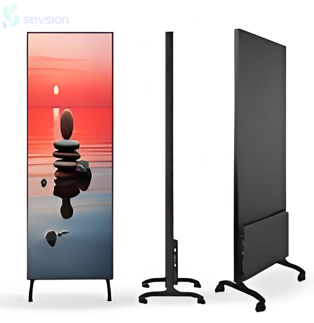 Standing Floor-Standing Mobile Indoor LED Display 4K Resolution Customizable Size IP65 Waterproof DCI-P3 95% Color Gamut for