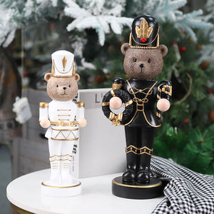 새로운 크리 에이 티브 장식 귀여운 수지 곰 휴일 장식 크리스마스 장식품 곰 호두 까기 인형 군인 - Product Image 4