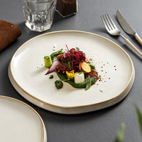 Assiette ovale en porcelaine, plat en céramique, vaisselle écologique, passe au lave-vaisselle et au micro-ondes, résistant aux rayures, pour usage en restaurant