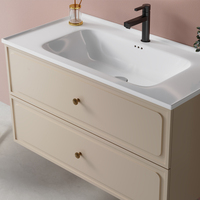 YIDA Meuble de salle de bain mural à double couche de style français avec miroir LED, en céramique, MDF et panneau mélaminé, écologique, avec fermeture douce