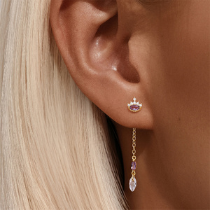 Pendientes de Plata S925 con Amatista Natural y Borla en Forma de Corona, de Doble Uso - Product Image 5