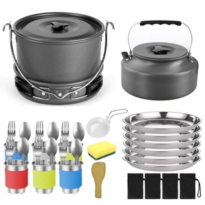 Juego de utensilios de cocina para exteriores, equipo de camping plegable portátil de 6L con olla, tetera, platos y utensilios para uso en exteriores - Product Image 1