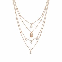 Collier vintage multicouche empilable style vacances avec pendentif goutte d'eau et étoile à huit branches, bijoux pour femme pour le quotidien