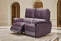 Sofá Reclinable Eléctrico de Cuero de Lujo, Personalizado para Cine en Casa o Villa, con Portavasos Refrigerante LED, de Cuero Genuino, Dos Plazas