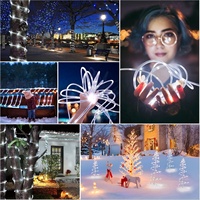 Guirlandes lumineuses solaires LED en PVC transparent, résistantes aux intempéries, pour la décoration extérieure du jardin, de la villa, du patio, des fêtes de Noël, des célébrations