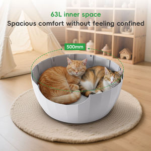 2026 Nieuwe stijlvolle & leuke multifunctionele <span class=keywords><strong>plastic</strong></span> kattenhuisje kleine dierenbed met fluwelen kussen & kunstplant decoratie binnen - Product Image 4