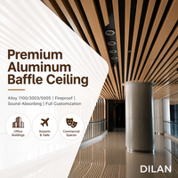 Plafond suspendu en aluminium insonorisant et ignifuge, à lattes, effet bois, pour centres commerciaux, fabriqué à Foshan, Guangdong
