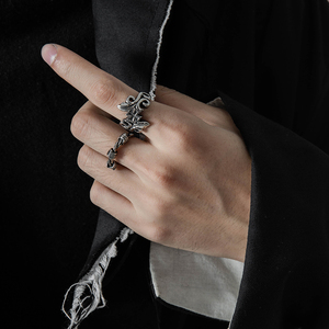 <span class=keywords><strong>Bague</strong></span> Chrétienne VAF Cross Crossiant en Acier Inoxydable, Anillos Religiosos Cristianos, Motif Fleur et Vigne - Product Image 4