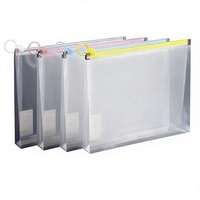Carpeta de Archivos Transparente A4 con Cierre, Carpeta de Papelería para Exámenes con Borde Tridimensional A5, Carpeta de Documentos Esmerilada de Gran Capacidad