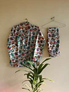 Blanco 100% algodón orgánico búho estampado cuello en V cordón cierre manga larga pijama transpirable Sexy camisón de talla grande mujeres - Product Image 3