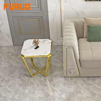Table d'appoint de salon moderne et luxueuse de style minimaliste en pierre avec cadre en métal pour la maison, le bureau, l'école, la salle à manger ou la villa de parc