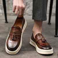 Mocassins Homme Printemps-Automne 2026 en Cuir Motif Crocodile à Plateforme, Semelle Épaisse Respirante, Chaussures Décontractées pour le Quotidien, le Travail et les Fêtes