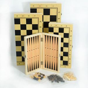 Juego de ajedrez de madera tres en uno, juego de madera maciza, plegable, portátil, competitivo, interactivo entre padres e hijos, juguetes educativos - Product Image 4