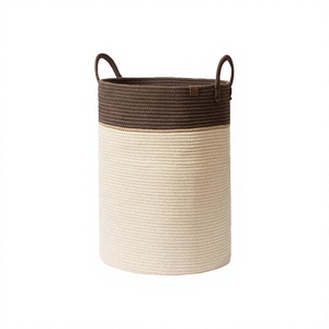 Paniers de rangement pliables en tissu tressé - Grands paniers à linge en coton pour organiser les jouets de la chambre d'enfant - Product Image 3