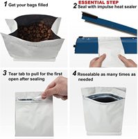 Sachet Doypack Personnalisé à Fond Plat avec Fermeture Éclair, Sachet en Plastique Refermable en Feuille d'Aluminium pour Emballage de Grains de Café et Aliments