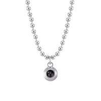 Collier en acier inoxydable avec chaîne de perles tendance et grand pendentif pour cadeau d'anniversaire de mariage