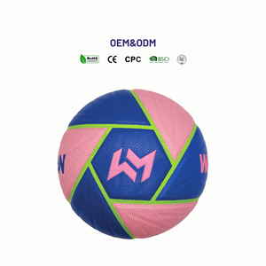 Pallone da <span class=keywords><strong>Basket</strong></span> WELLMAN di Livello Professionale in Pelle PU Resistente, Personalizzabile, Rosa e Blu con Patch Irregolari - Product Image 1