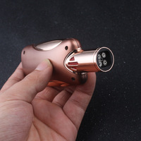 Briquet torche à quatre flammes en gros, personnalisable avec logo, rechargeable au butane, coupe-vent en alliage pour camping, barbecue et cigares, réglable