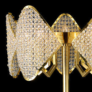 VH Lampadaire moderne à LED en cristal doré avec hauteur réglable Design d'intérieur de luxe pour coin <span class=keywords><strong>salon</strong></span>/chambre à coucher - Product Image 3