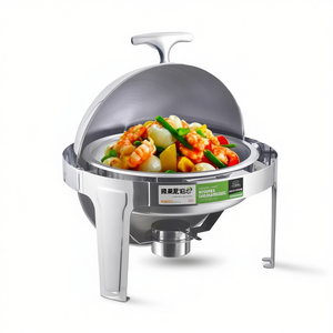 Chauffe-Plat Électrique Professionnel 6L en Acier Inoxydable à Couvercle Roulant, Maintien au Chaud Continu, Argent - Product Image 1