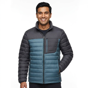 Men's Winter Jacket <b>Waterproof</b> <b>Warm</b> Puffer Coat Bubble Effect Fleece Stand Zipper Closure Fashion Plus Size Nylon Puffer Jackets - Product Image 1