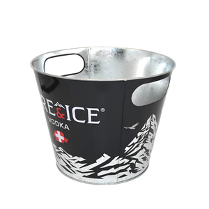 Cubo de Hielo de Metal Galvanizado Blanco con Logotipo Personalizado, con Doble Asa, para Enfriar Cerveza y Vino, para Promoción en Bares y Clubes - Product Image 3