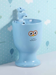 KD-K003PB Chaozhou sanitari ceramica compatti a piedistallo lavabo per bambini <span class=keywords><strong>bagno</strong></span> in piedi colore blu lavabo salone - Product Image 2