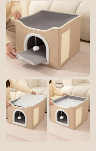 Katzenbett, faltbar, strapazierfähig, bequem, handwaschbar, einfarbig, umweltfreundlich - Product Image 3