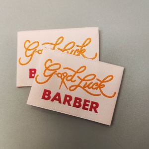 Fashion Design Apparel Textile Woven <b>Label</b> Center Fold Famous Cloth Brand <b>Name</b> Custom High Quality Woven Neck Tag <b>Labels</b> - Product Image 1