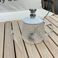Mug à café moderne transparent de 350 ml avec couvercle et poignée – Offre spéciale