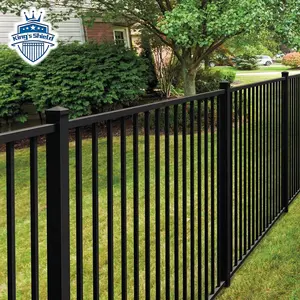 Panel de valla de aluminio recubierto de polvo negro usado barato diseños de valla de hierro tubular horizontal de metal para jardín