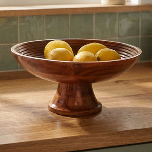 Cuencos de Servir de Madera de Acacia Real Polaca, Estilo Pedestal, Vintage, Ecológicos, Hechos a Mano, para Decoración de Mesa en Eventos y Fiestas - Product Image 1