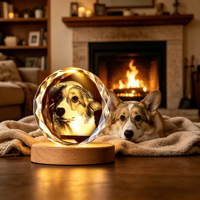 Lampe de nuit LED en cristal K9 gravé au laser 3D personnalisée, cadeau créatif, décoration de la maison, lampe de nuit alimentée par USB, OEM/ODM