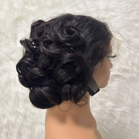 Perruque Courte Pixie en Gros, Perruque Courte Bouclée et Volumineuse en Cheveux Humains, Perruque Frontale en Dentelle 13x4, Cheveux Vierges Brésiliens, Perruque de Remplacement à Couches