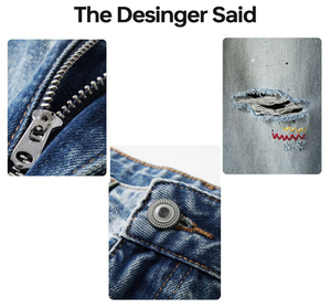 Jeans de mezclilla al por mayor para hombre, corte recto, ajuste regular, holgados hasta la rodilla, pierna ancha, rasgados, estilo baggy - Product Image 4