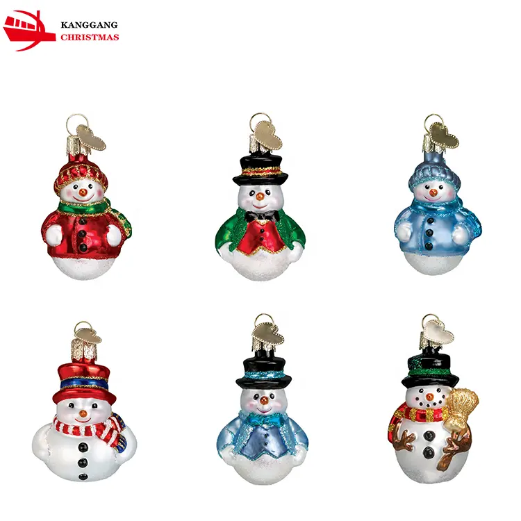 KangGang decorazione natalizia forma personalizzata/colore/dimensioni albero di natale ciondolo in vetro ornamenti in vetro di natale dipinti