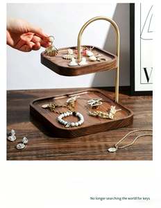 ถาดไม้วอลนัทสีดำสองด้านทำมือสุดหรูขนาดเล็กสำหรับโต๊ะกาแฟในห้องนั่งเล่น ใช้เสิร์ฟและตกแต่งบ้าน - Product Image 6