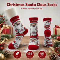 Chaussettes d'hiver douces, confortables, flexibles et respirantes de couleur rouge avec logo du Père Noël, design de Noël pour unisexe
