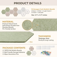 Lot de 10 tuiles hexagonales en feutre pour tableau d'affichage, épaisseur 9 mm, avec motifs uniques de tournesol évidés, pour décoration murale de maison et de bureau