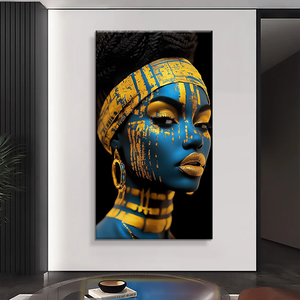 Gros bleu visage feuille <span class=keywords><strong>d</strong></span>'<span class=keywords><strong>or</strong></span> Sexy beauté Portrait affiche Art mural femme toile imprimée peinture pour mur <span class=keywords><strong>d</strong></span>écor à <span class=keywords><strong>la</strong></span> maison - Product Image 1