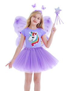 Conjunto de 4 Piezas de Disfraz de Bruja para Niñas Pequeñas con Alas de Mariposa, Falda Tutú, Material de Poliéster - Product Image 3